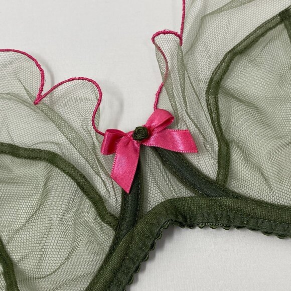 Agent Provocateur Lorna Khaki Pink Bra 36C NWT - Picture 9 of 11